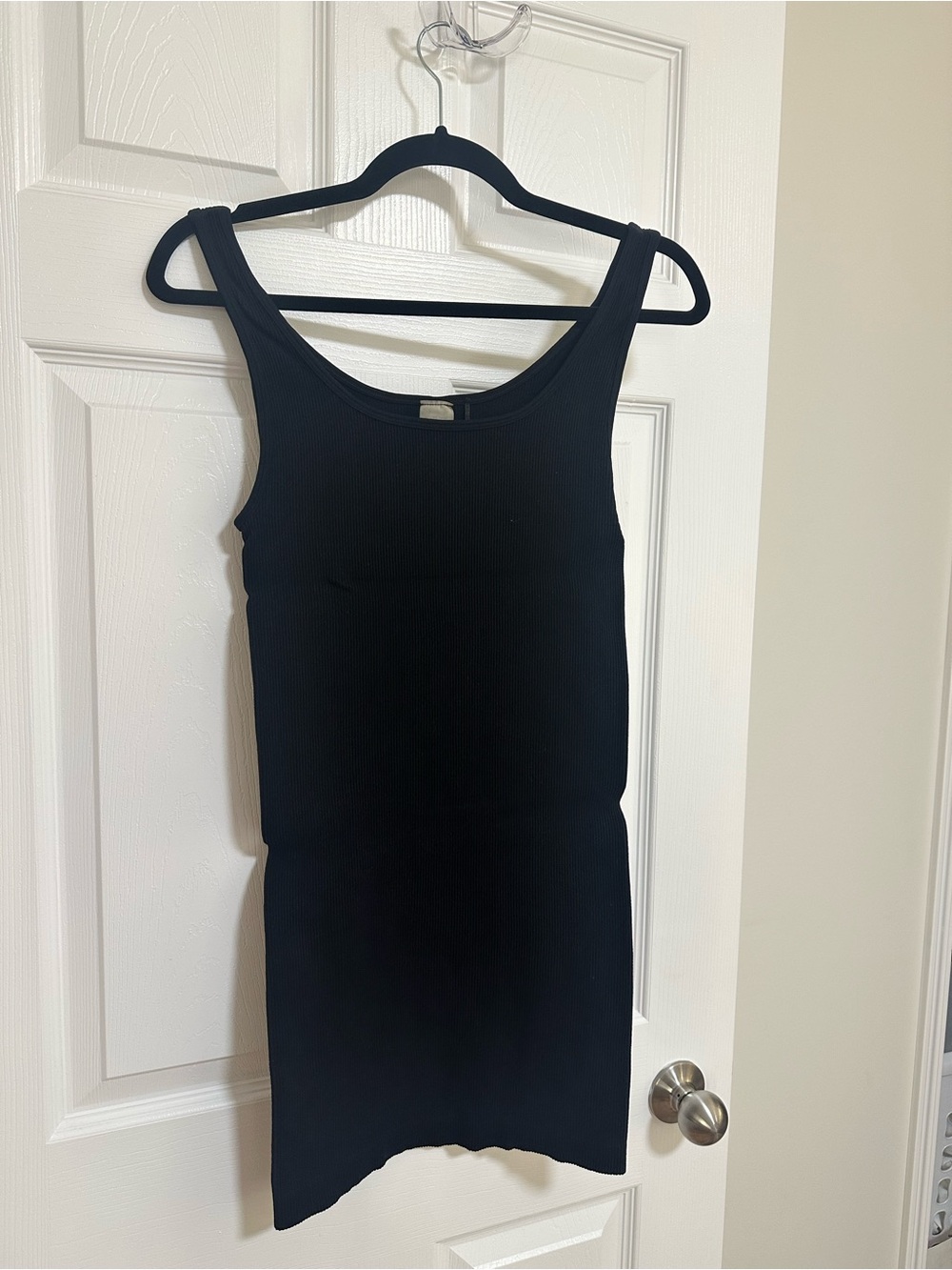 Black Sleeveless Ribbed Bodycon/Tank Dress - Women